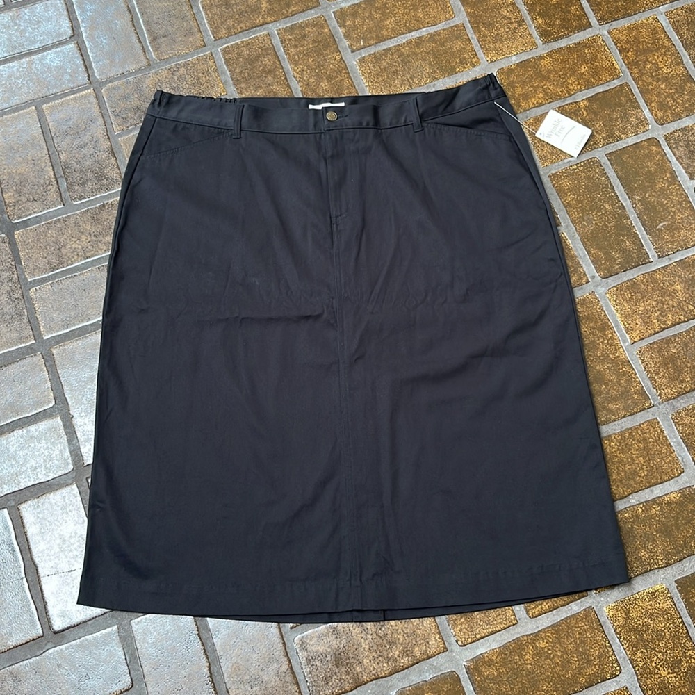 NWT CJ Banks Black Wrinkle Free Cotton Midi Skirt